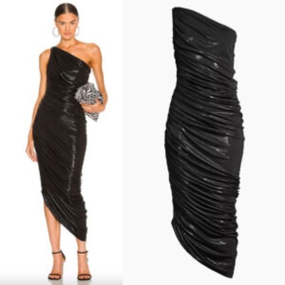 Norma Kamali Diana Asymmetric Ruched Gown - Picture 1 of 4